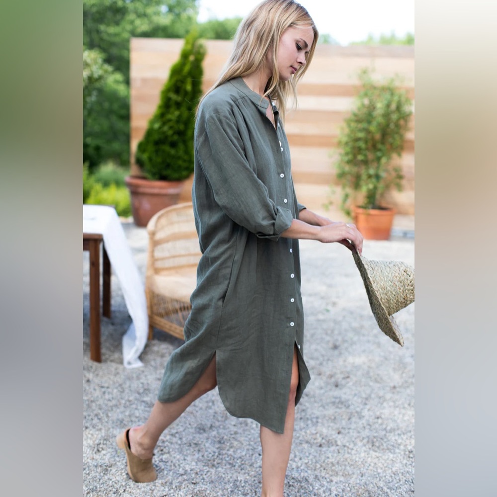 EMERSON FRY MIDI SHIRTDRESS - ARMY LINEN